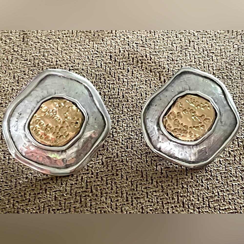 Vintage RonJon Bloch 14k Gold and Sterling Silver Earrings